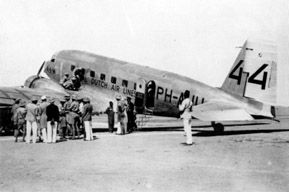 The Uiver during the race, shortly landed for refuelling