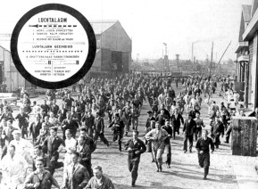 Fokker Aircraftfactory in the old ELTA buildings. In 1939 the employees were trained for air-raid siren